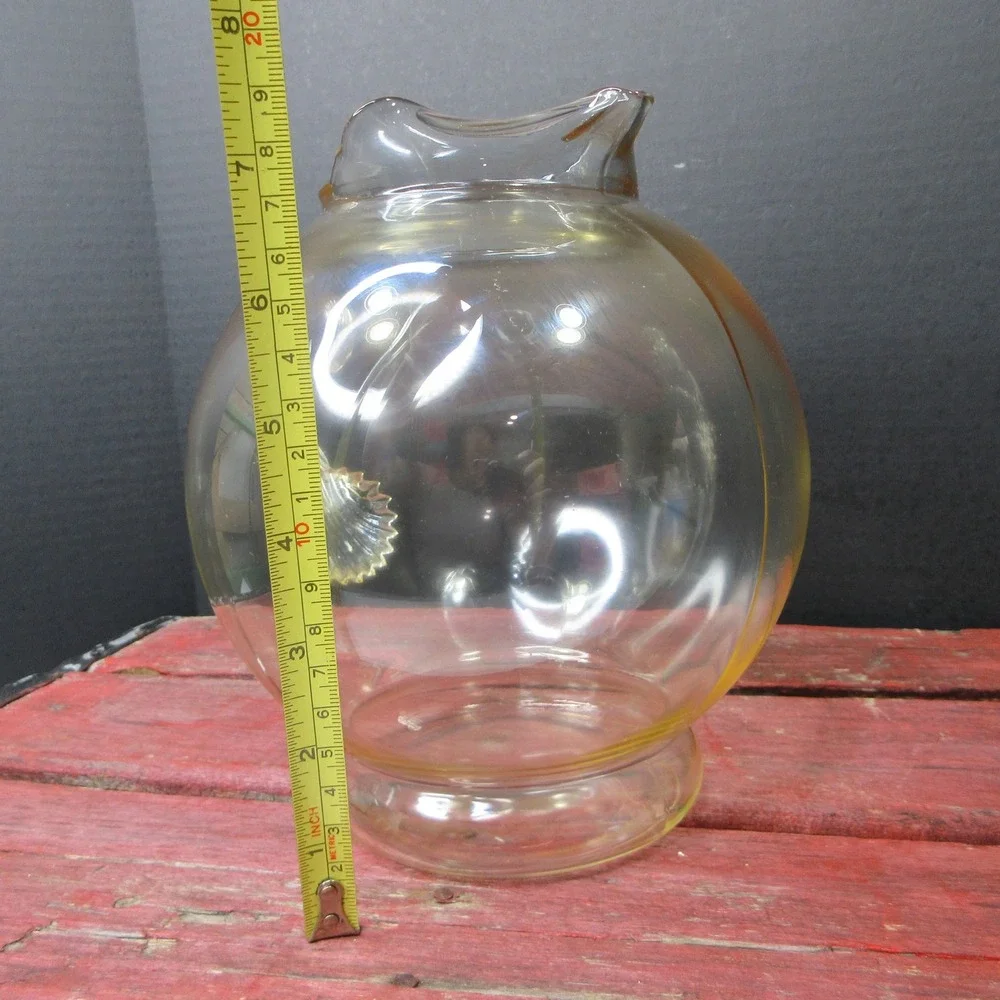 Vintage Amber Yellow Glass Pitcher & 4 Tumblers Set Juice Water Retro